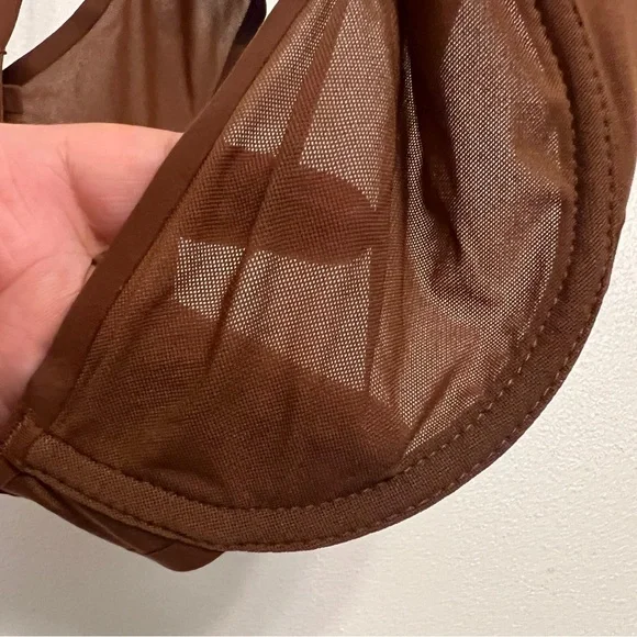 Aerie Smoothez Brown Unlined Mesh Balconette Bra - Picture 8 of 9